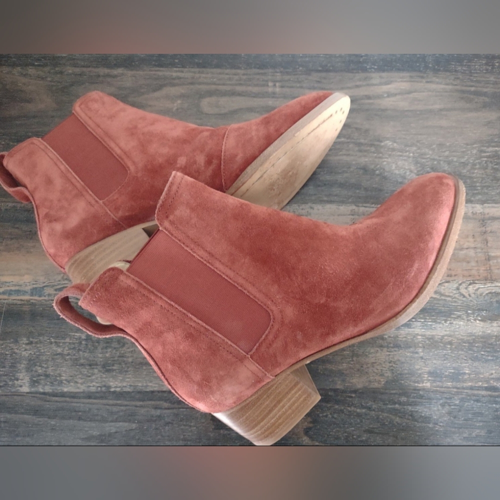 Rag & Bone Red Chelsea Suede Walker Ankle Booties Size US 7.5 EU 37.5